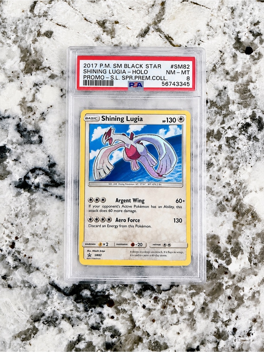 Pokémon 2017 Shining Lugia SM82 Black Star Promo Holo PSA 8 SM Black Star